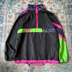 Vintage Neon Patterned Light Ski Jacket Size XL